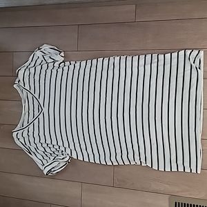 Zenana black and white striped tee shirt dress size medium